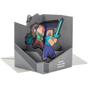 imageHallmark Paper Wonder Minecraft PopUp Card Build Explore Create for Birthdays Graduations Kids Gamers