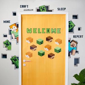 imageEureka Minecraft Characters Door Window and Bulletin Board GoAround Classroom Decorations for Teachers 17 Pieces