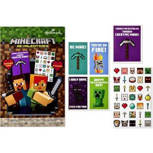 imageHallmark Minecraft Valentines Day Cards for Kids 32 Valentine Cards 35 Stickers 1 Teacher Card