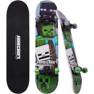 imageMinecraft 31 inch Skateboard 9ply Maple Deck Skate Board for Cruising Carving Tricks and DownhillMob