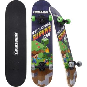 imageMinecraft 31 inch Skateboard 9ply Maple Deck Skate Board for Cruising Carving Tricks and DownhillSurvive