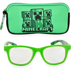 imageMinecraft Blue Light Blocking Glasses for Kids with Case Boys Computer Video Gaming Glasses Age 210 Eyewear Protection GreenBlackGreenBlack