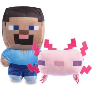 imageMinecraft for Pets 9quot Alex Figure Plush Squeak Toy for Dogs  Officially Licensed Mojang Studios Pet Products  Alex Miner Plush Dog Toy with Squeaky Gifts for Kids Who Love Video GamesLeucistic Axolotl Plush  Steve
