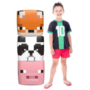 imagePLAYVIEW BRANDS Officially Licensed Minecraft Animal Mob Head Beach Cubes Pack of 3 Durable Pool Balls PigPandaFox