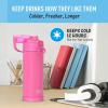 imageTHERMOS FUNTAINER 16 Ounce Stainless Steel Vacuum Insulated Bottle with Wide Spout Lid MINECRAFTNeon Pink