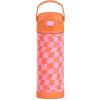 imageTHERMOS FUNTAINER 16 Ounce Stainless Steel Vacuum Insulated Bottle with Wide Spout Lid MINECRAFTWavy Checkers Orange