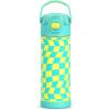imageTHERMOS FUNTAINER 16 Ounce Stainless Steel Vacuum Insulated Bottle with Wide Spout Lid MINECRAFTWavy Checkers Teal