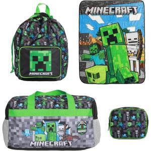 imageMinecraft Creeper 4Piece Travel Set  Duffel Bag Drawstring Backpack Throw Blanket ampamp Toiletry Bag  Stylish ampamp Functional Luggage Bundle for Travel Gym and Everyday Use