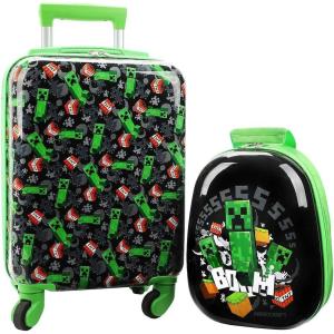 imageMinecraft Creepers 2Piece Backpack ampamp 18quot Luggage SetMinecraft Creepers 2pack