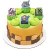 imageDecoSet Mobs Beware Minecraft Cake Topper 6Piece Stackable Cake Decoration Interlocking 3D Blocks With Characters Food Safe Birthday Cake DecorationCupcake Rings