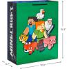 imageHallmark Minecraft Gift Bag Bundle 2 Bags 13quot Large Blue Bag 15quot Extra Large Green for Birthdays Christmas Valentines Day Halloween Kids PartiesBlue  Green  Alex  Steve  Pig  Sheep