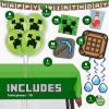 imageMega Minecraft Party Supplies and Decorations Set Minecraft Birthday Party Supplies Serves 16 Guests Includes Plates Banner Table Cover Balloons and More
