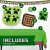imageMinecraft Birthday Decorations  Serves 16  Party Supplies Minecraft Balloons Birthday Banner Plates Tablecover Napkins Stickers