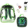 imageBIOWORLD Minecraft Creeper 5Piece Backpack Set Little Big Kid Green One SizeGreen