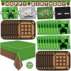 imageMinecraft Birthday Decorations  Serves 16  Party Supplies with Minecraft Masks Banner Plates Tablecover Napkins Stickers
