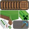 imageMinecraft Party Supplies Minecraft Birthday Party Supplies for Boys or Girls  Serves 16 Guests  With Table Cover Plates and More
