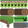 imageUnique Minecraft Birthday Decorations  Bundle with Plates Napkins Tablecloth Banner Balloons Checklist  Party for 16