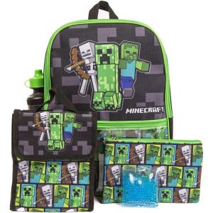 imageBIOWORLD Minecraft 5Piece School Backpack Set Little Big Kid Green One Size