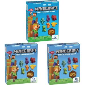 imageBetty Crocker Minecraft Fruit Flavored Kids Snacks Fat Free and Gluten Free Snack 8 oz 10 PouchesPack of 3
