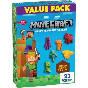 imageBetty Crocker Minecraft Fruit Flavored Kids Snacks Fat Free and Gluten Free Snack Value Pack 176 oz 22 Pouches