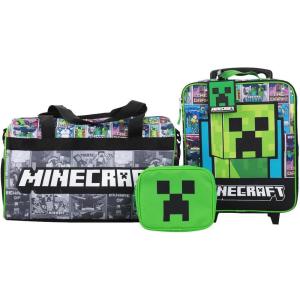 imageBioworld Minecraft Creeper Youth 4Piece Travel Set14 Carryon Duffle Bag and Luggage Tag SetMnc Creeper Youth