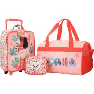 imageBioworld Minecraft Creeper Youth 4Piece Travel Set14 Carryon Duffle Bag and Luggage Tag SetPua  Moana Pink