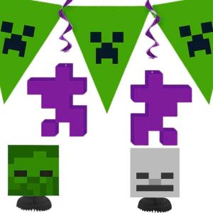 imageMulticolor Minecraft Decorating Kit 5 Pieces  Exciting ampamp Vibrant Party Decor Perfect for Themed Birthday Parties ampamp Gaming Events