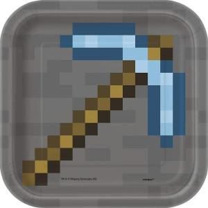 imageMulticolor Minecraft Square Dessert Plates 7quot 8 Count  Unique Design Super Sturdy ampamp Fun Ideal for Geeks Gamers ampamp Kids Themed Parties