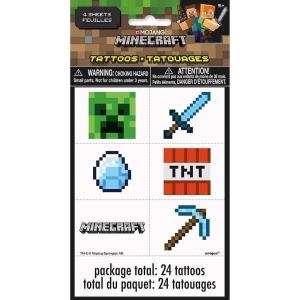 imageMulticolor Minecraft Tattoos 24 Count  Perfect for Kids Parties Themed Events and Gaming Celebrations