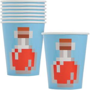 imageMulticolor Paper Minecraft Cups 9oz 8 Count  Perfect for Kids Parties Themed Events and Gaming Celebrations