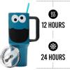imageBioworld Minecraft Creeper ampamp TNT 40 Oz Black Stainless Steel Tumbler With HandleCookie Monster