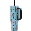 imageBioworld Minecraft Creeper ampamp TNT 40 Oz Black Stainless Steel Tumbler With HandleNutcrackers Blue