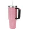 imageBioworld Minecraft Creeper ampamp TNT 40 Oz Black Stainless Steel Tumbler With HandleRhinestone Pink