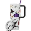 imageBioworld Minecraft Creeper ampamp TNT 40 Oz Black Stainless Steel Tumbler With HandleSpooky Icons