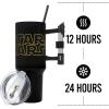 imageBioworld Minecraft Creeper ampamp TNT 40 Oz Black Stainless Steel Tumbler With HandleStar Wars Logo