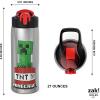 imageZak Designs  MICIV151 27oz Minecraft 188 Stainless Steel Water Bottle with Flipup Straw Spout and Locking Spout Cover Durable Cup for Sports or Travel 27oz Minecraft CreeperMinecraft Creeper