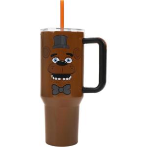 imageBioworld Minecraft Creeper ampamp TNT 40 Oz Black Stainless Steel Tumbler With HandleFreddys Face