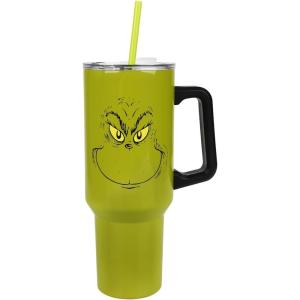 imageBioworld Minecraft Creeper ampamp TNT 40 Oz Black Stainless Steel Tumbler With HandleGrinch Grinning Face