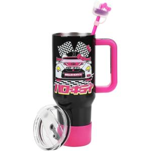 imageBioworld Minecraft Creeper ampamp TNT 40 Oz Black Stainless Steel Tumbler With HandleHello Kitty Race Car