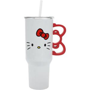 imageBioworld Minecraft Creeper ampamp TNT 40 Oz Black Stainless Steel Tumbler With HandleHello Kitty Sculpted Bow