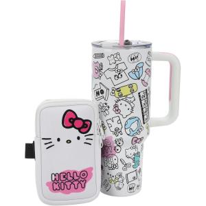 imageBioworld Minecraft Creeper ampamp TNT 40 Oz Black Stainless Steel Tumbler With HandleHello Kitty White