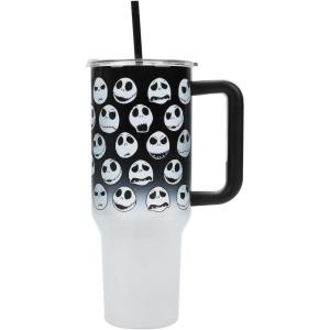 imageBioworld Minecraft Creeper ampamp TNT 40 Oz Black Stainless Steel Tumbler With HandleJack Skellington