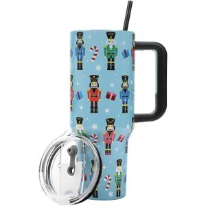 imageBioworld Minecraft Creeper ampamp TNT 40 Oz Black Stainless Steel Tumbler With HandleNutcrackers Blue