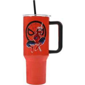 imageBioworld Minecraft Creeper ampamp TNT 40 Oz Black Stainless Steel Tumbler With HandleSpider Man Swinging