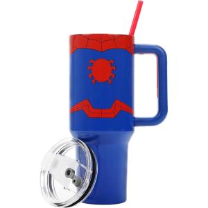 imageBioworld Minecraft Creeper ampamp TNT 40 Oz Black Stainless Steel Tumbler With HandleSpiderMan Costume Blue