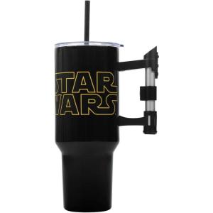 imageBioworld Minecraft Creeper ampamp TNT 40 Oz Black Stainless Steel Tumbler With HandleStar Wars Logo