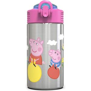 imageZak Designs  MICIV151 27oz Minecraft 188 Stainless Steel Water Bottle with Flipup Straw Spout and Locking Spout Cover Durable Cup for Sports or Travel 27oz Minecraft CreeperPeppa Pig