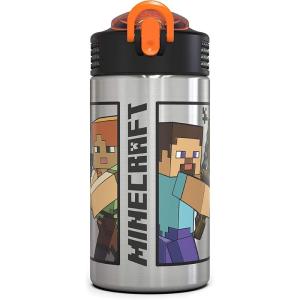 imageZak Designs  MICIV151 27oz Minecraft 188 Stainless Steel Water Bottle with Flipup Straw Spout and Locking Spout Cover Durable Cup for Sports or Travel 27oz Minecraft CreeperMinecraft