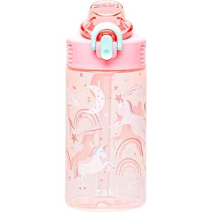 imageZak Designs Sage Minecraft Kids Water Bottle For School or Travel 16oz Durable Plastic Water Bottle With Straw Handle and LeakProof PopUp Spout Cover CreeperFanciful Unicorn