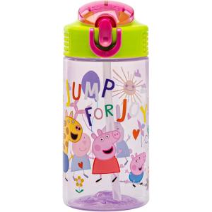 imageZak Designs Sage Minecraft Kids Water Bottle For School or Travel 16oz Durable Plastic Water Bottle With Straw Handle and LeakProof PopUp Spout Cover CreeperPeppa Pig
